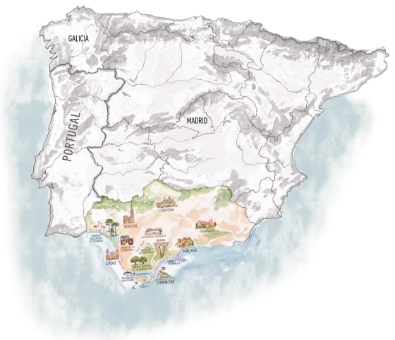 Map of Spain with Andalusia highlighted